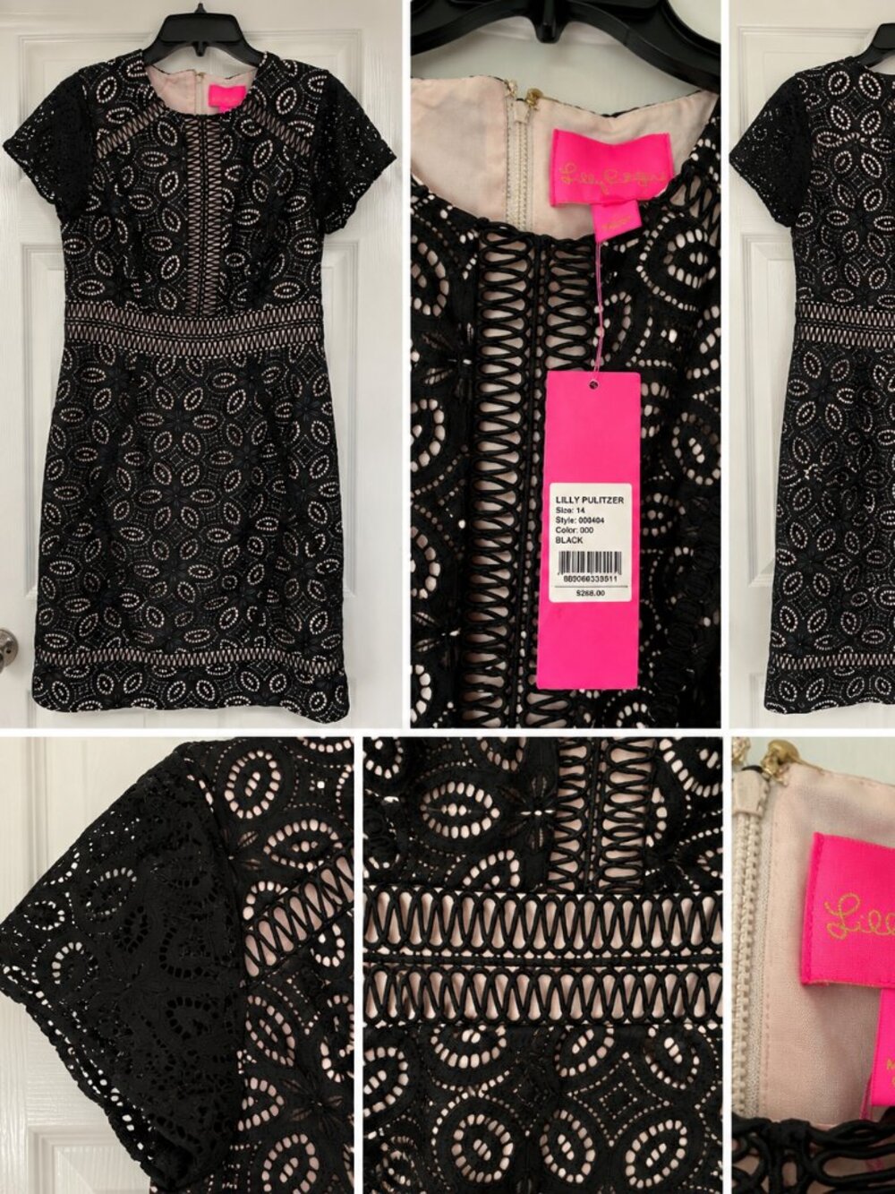 : Lilly Pulitzer Black Lace Eyelet Dress Size 14 NWT $268